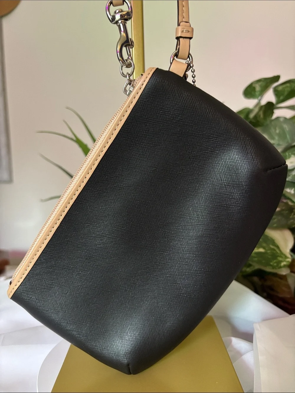 Coach Black Horse and Carriage Leather Wristlet F51788